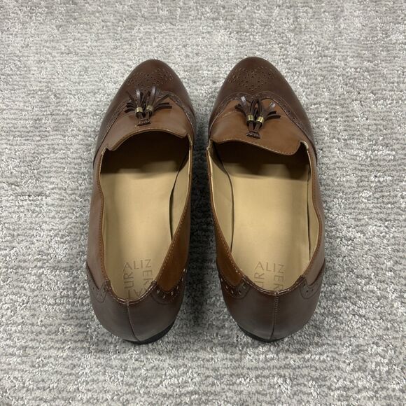 Naturalizer Lorraine Flats Shoes Womens 12 Tassels Two Tone Brown Cap Toe - Picture 6 of 9